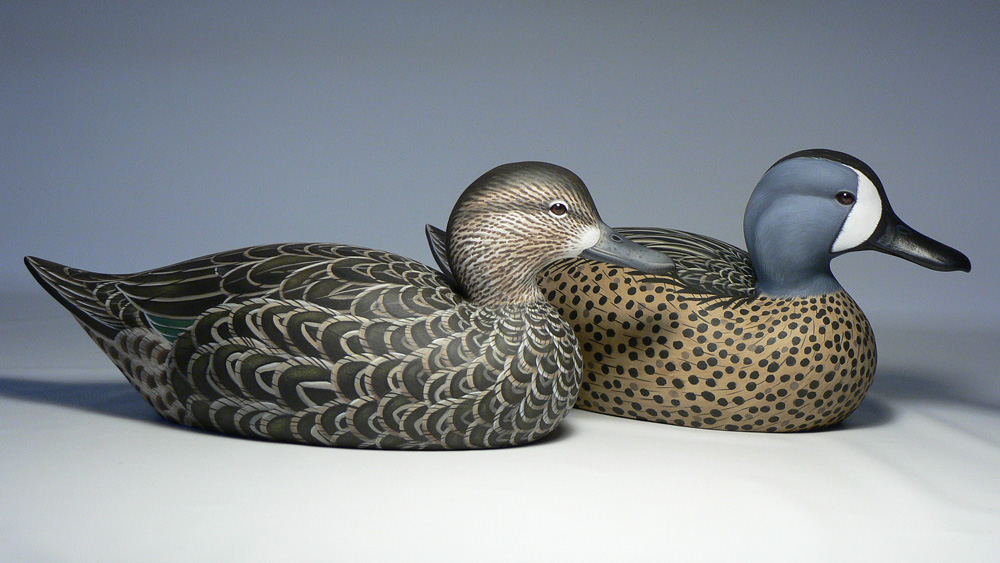 Blue-winged Teal pair duck decoy by Jason Lucio